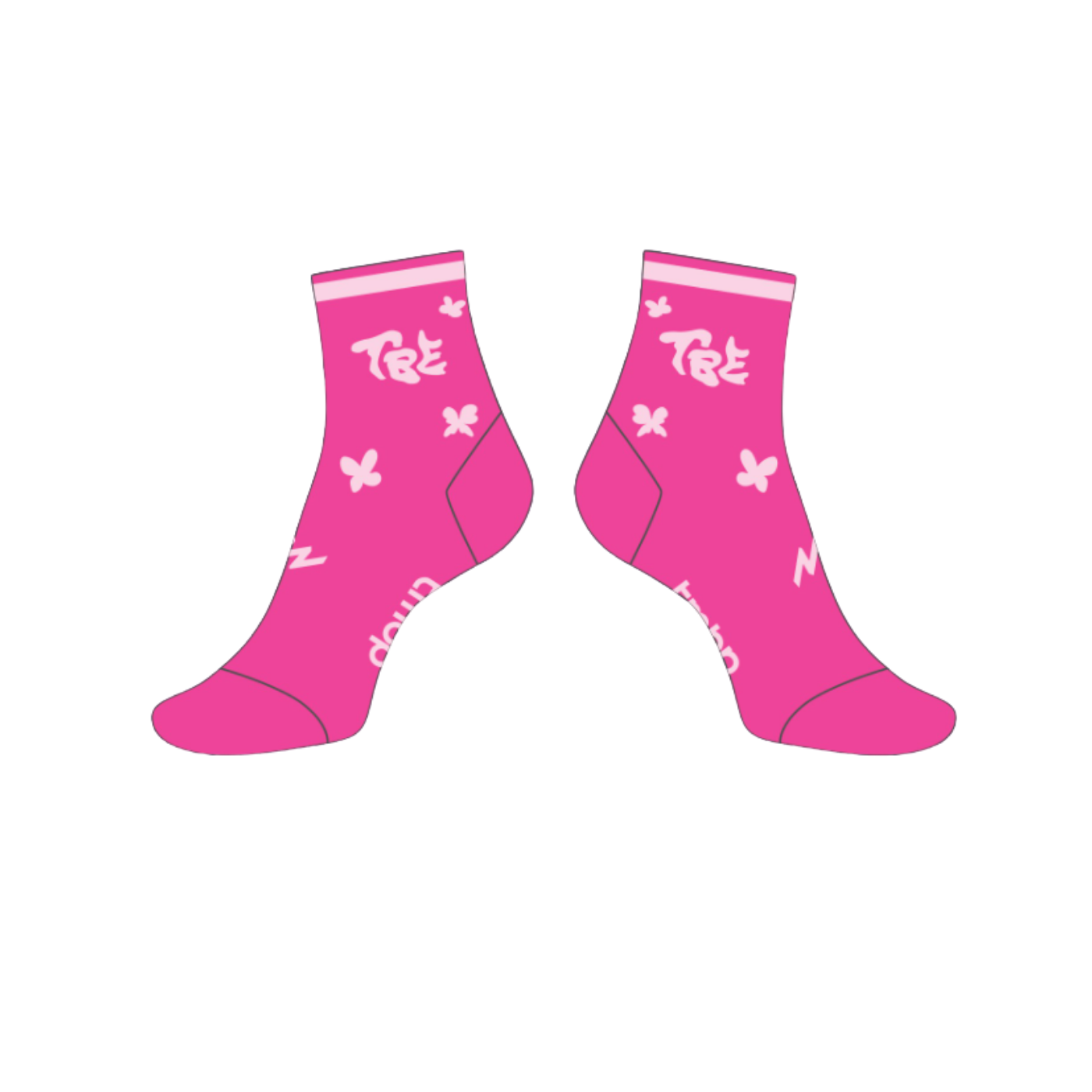 🦋 TBE Performance Quarter Crew Socks Signature Pink