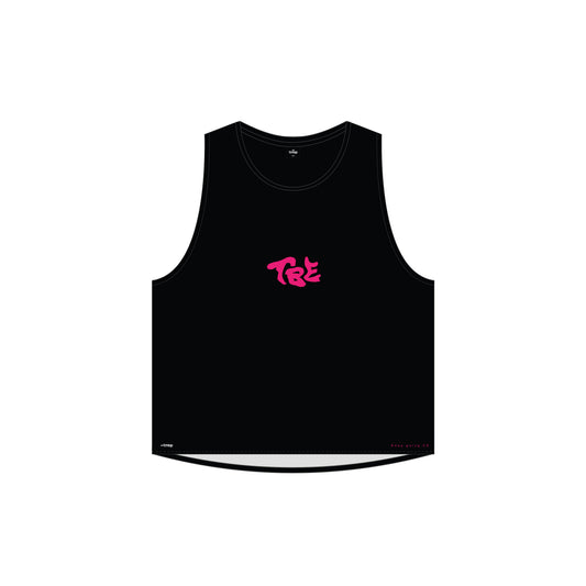 🦋 TBE 26 Cropped Training Singlet – Black / Electric Pink