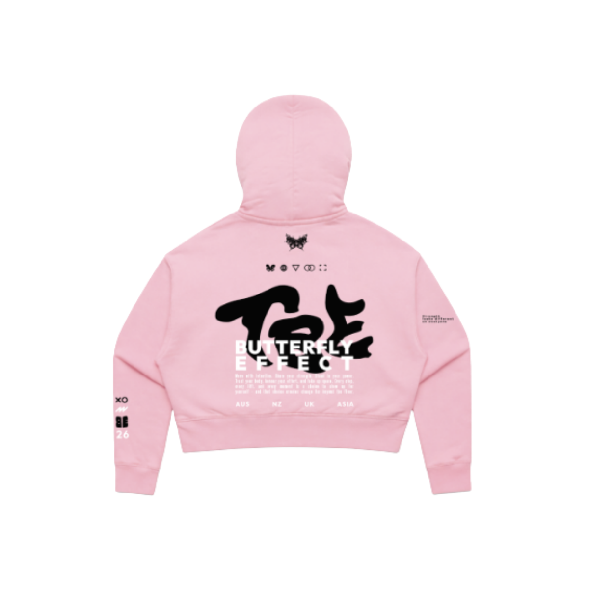 “Global Movement” Cropped Baby Pink Hoodie