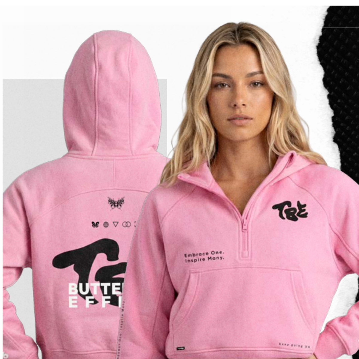 “Global Movement” Cropped Baby Pink Hoodie