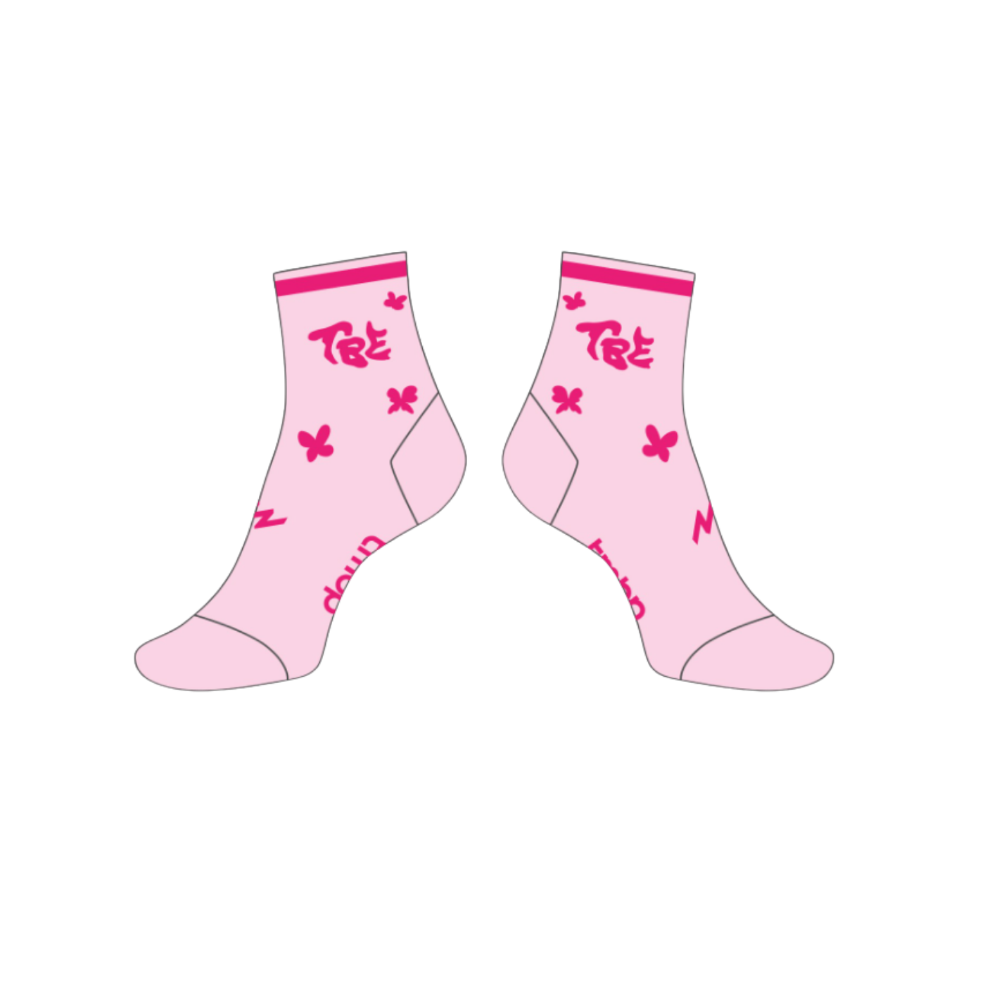 🦋 TBE Performance Quarter Crew Socks Baby Pink