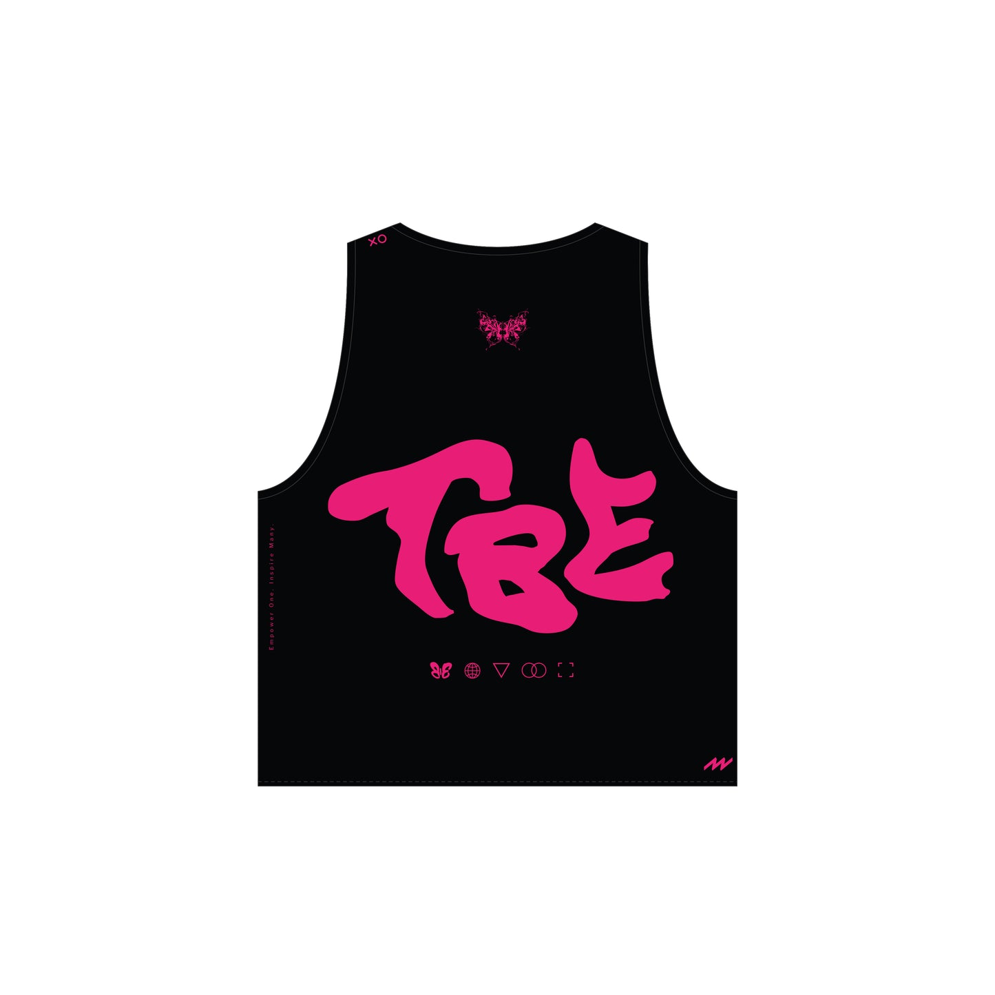 🦋 TBE 26 Cropped Training Singlet – Black / Electric Pink