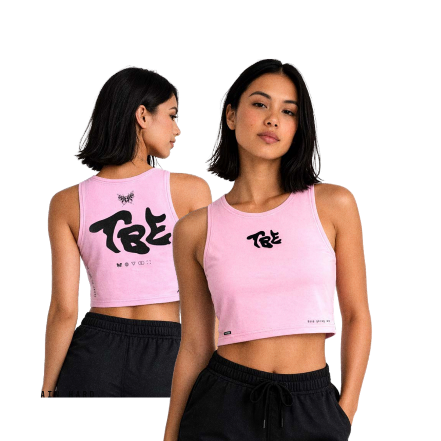 🦋 TBE 26 Cropped Training Singlet – Baby Pink